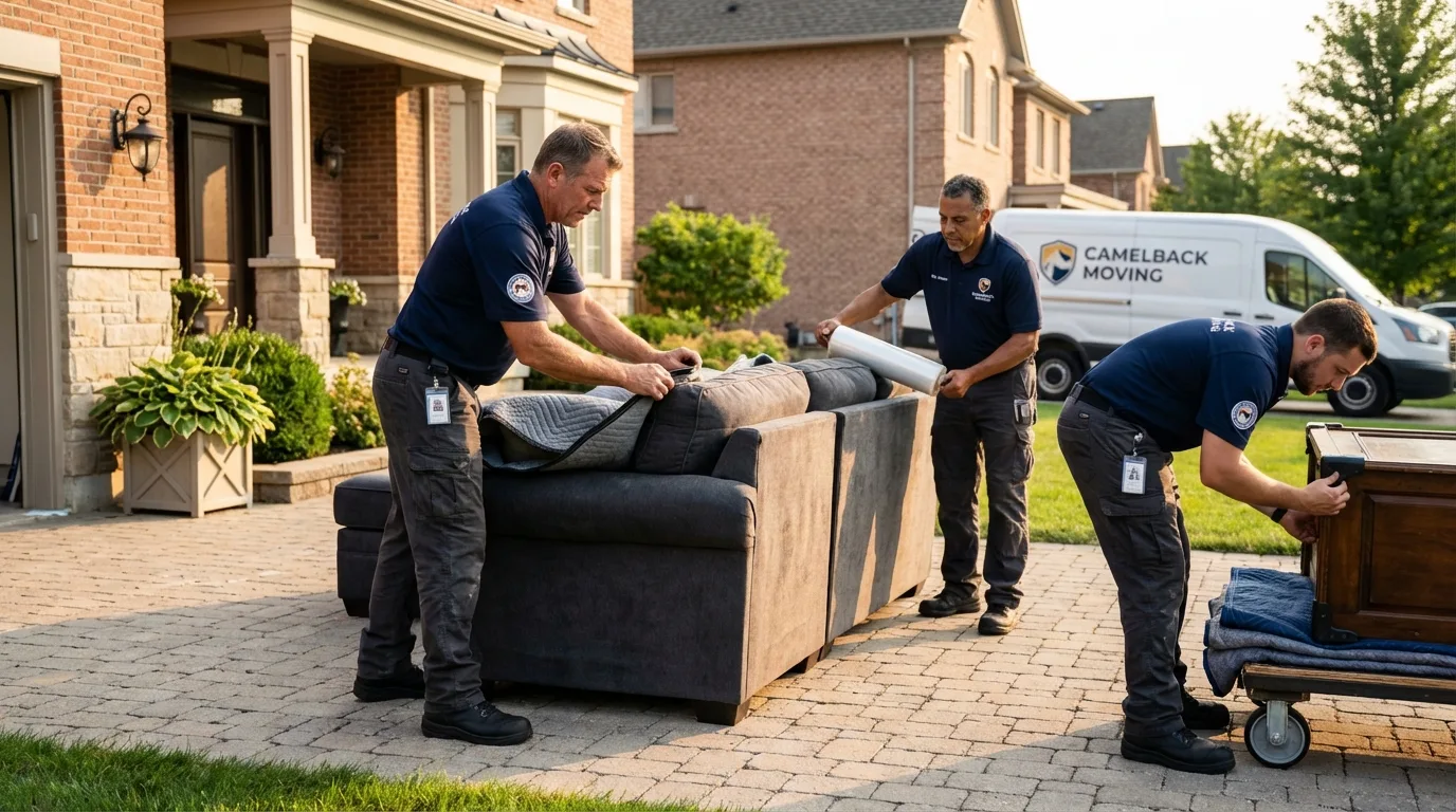 Large estate moving crew wrapping furniture in Oregon, OH
